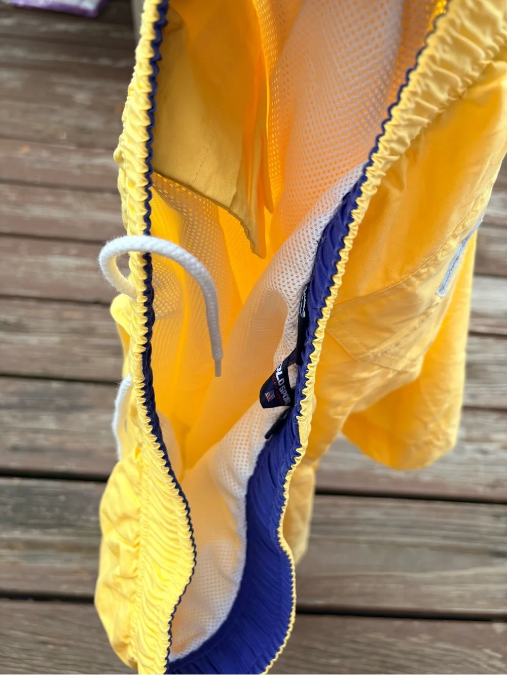 Polo by Ralph Lauren Yellow Swim Trunks with Blue Waistband